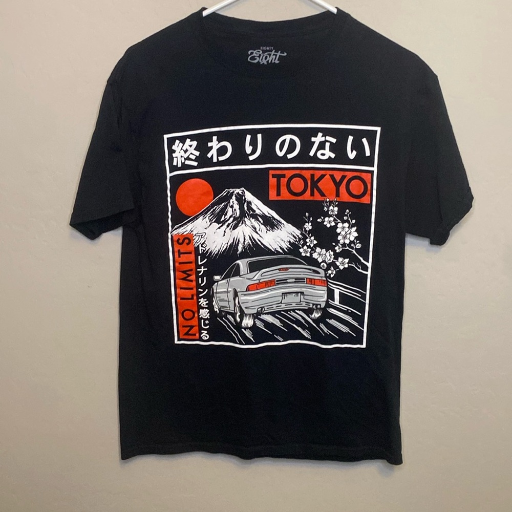 Eighty Eight Brand Black Red & White Tokyo Graphic Tee Size Medium